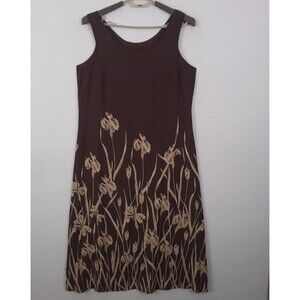 J Peterman Tank Dress Silk Size 12 Floral Irises Feminine Old Money Vintage